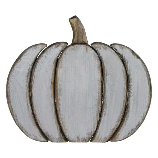 Northlight Blue and Gray Wooden Pumpkin Table Top Decoration - 13.75 in. Halloween & Thanksgiving Sculpture