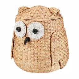 StyleWell Light Brown Owl Water Hyacinth Woven Decorative Basket with Lid thumbnail 6