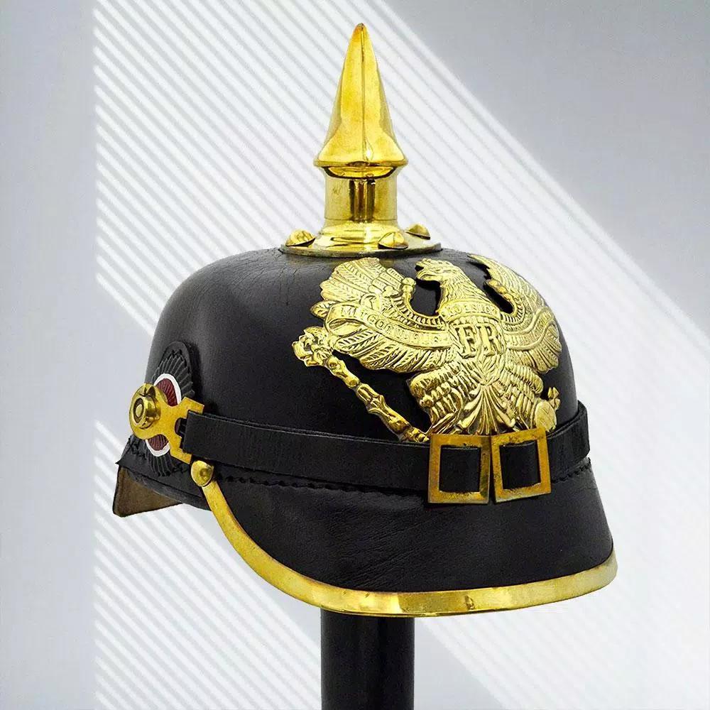 Benzara Black and Gold Imperial Prussian Helmet - Decorative Metal & Resin Decor
