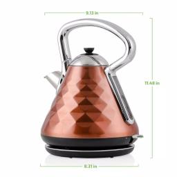Ovente Cleo Collection 1.7L Copper Electric Kettle, 1500W Stainless Steel Tea Kettle with Auto Shut-Off thumbnail 2