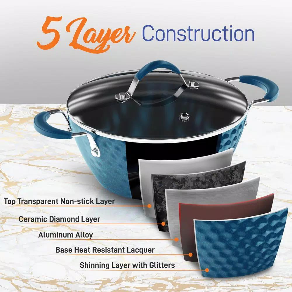 NutriChef Blue Diamond Ceramic 11-Piece Nonstick Aluminum Cookware Set
