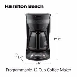 Hamilton Beach 12-Cup Programmable Drip Coffee Maker with Black Stainless Steel Accents thumbnail 10