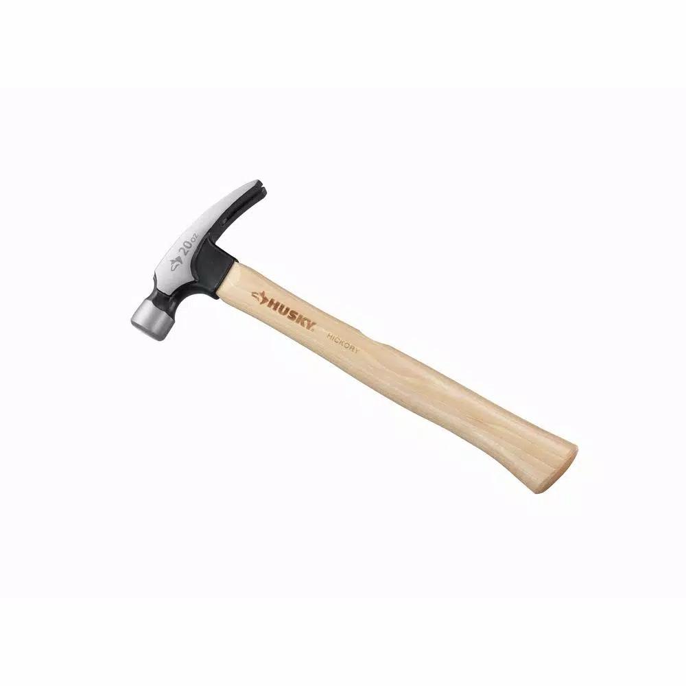 Husky 20 oz. Straight Claw Hammer with Hickory Handle and Magnetic Nail Starter