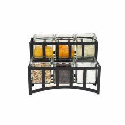Mind Reader 6-Compartment 2-Tier Black Metal Condiment Server with 6 Removable 8 oz. Glass Jars thumbnail 5