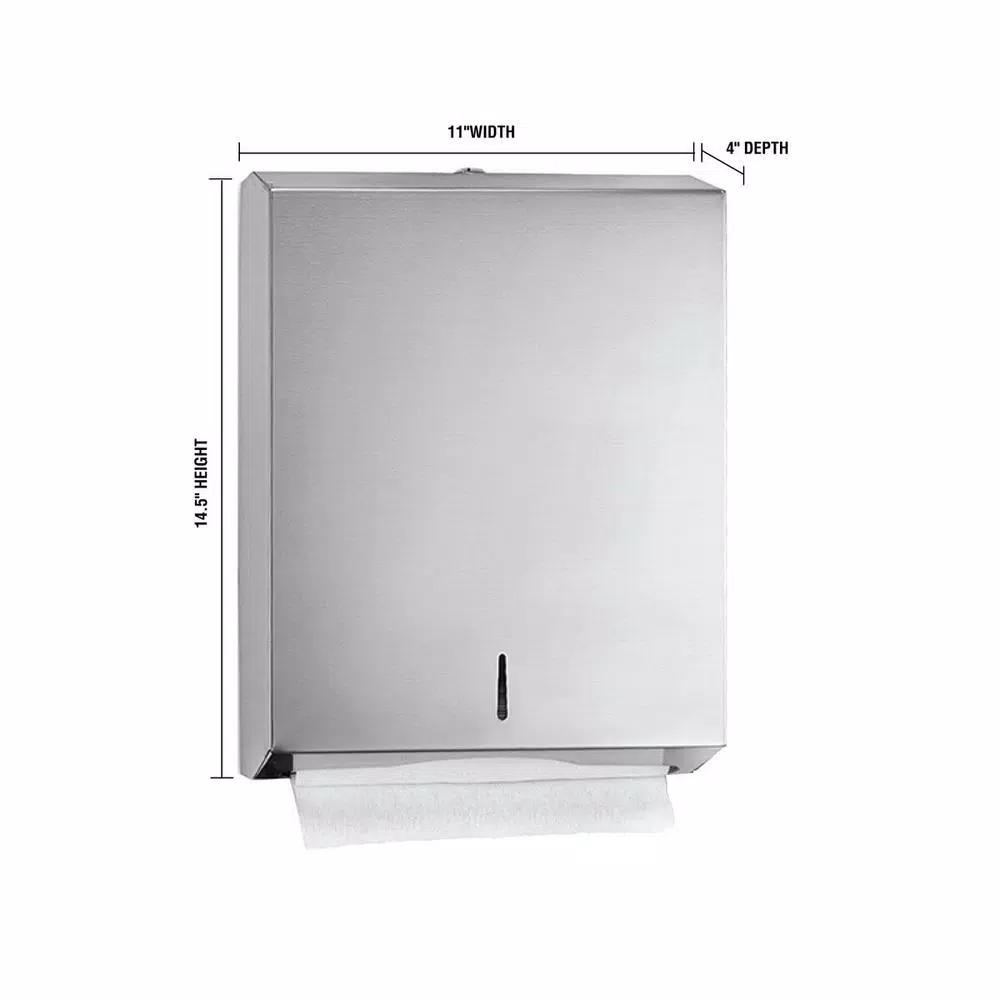 Alpine Industries Brushed Stainless Steel C-Fold and Multi-Fold Paper Towel Dispenser