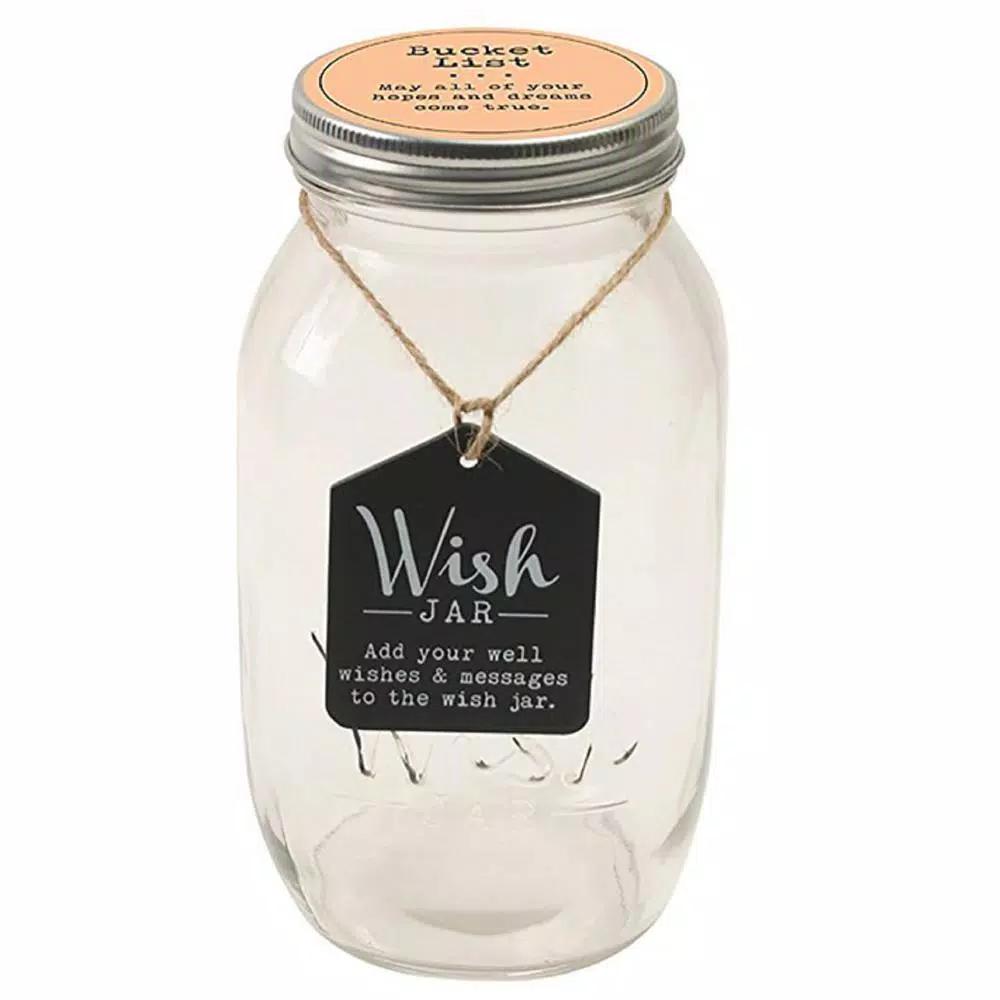 Stonebriar Collection Top Shelf Glass Bucket List Wish Jar Kit with 100 Tickets and Pen
