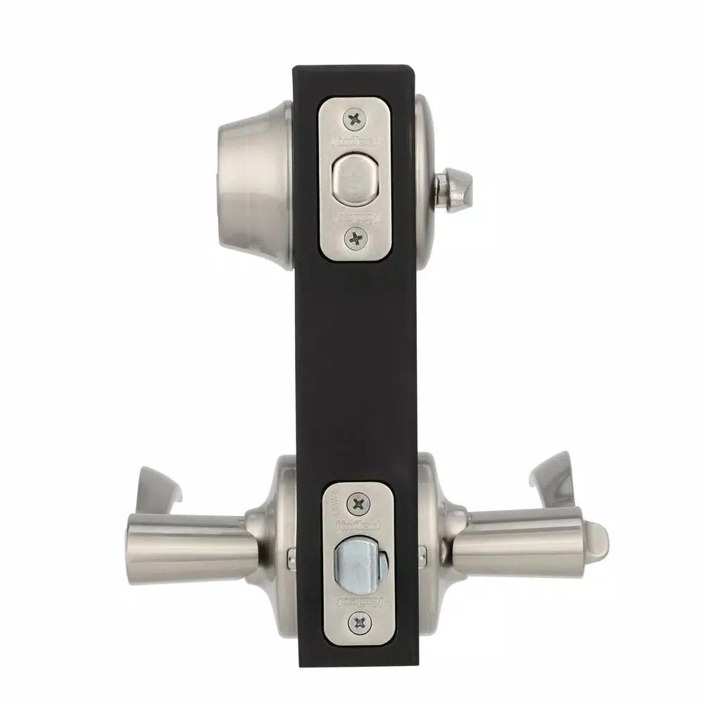 Kwikset Balboa Satin Nickel Exterior Entry Door Lever and Single Cylinder Deadbolt Combo Pack