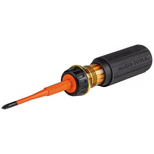 Klein Tools 2-in-1 Insulated Flip-Blade Screwdriver, #1 Phillips & 3/16 in. Slotted