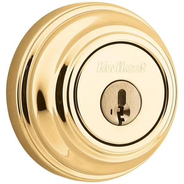 Kwikset 980 Double Cylinder Deadbolt with SmartKey Security, Polished Brass