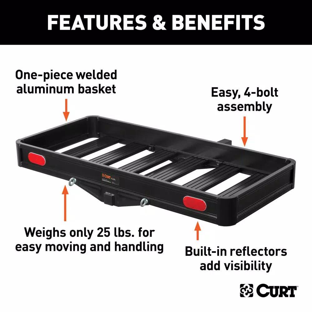 CURT 500 lb. Capacity Aluminum Basket Style Hitch Cargo Carrier, 2 in. Receiver, 49 in. x 22 in.