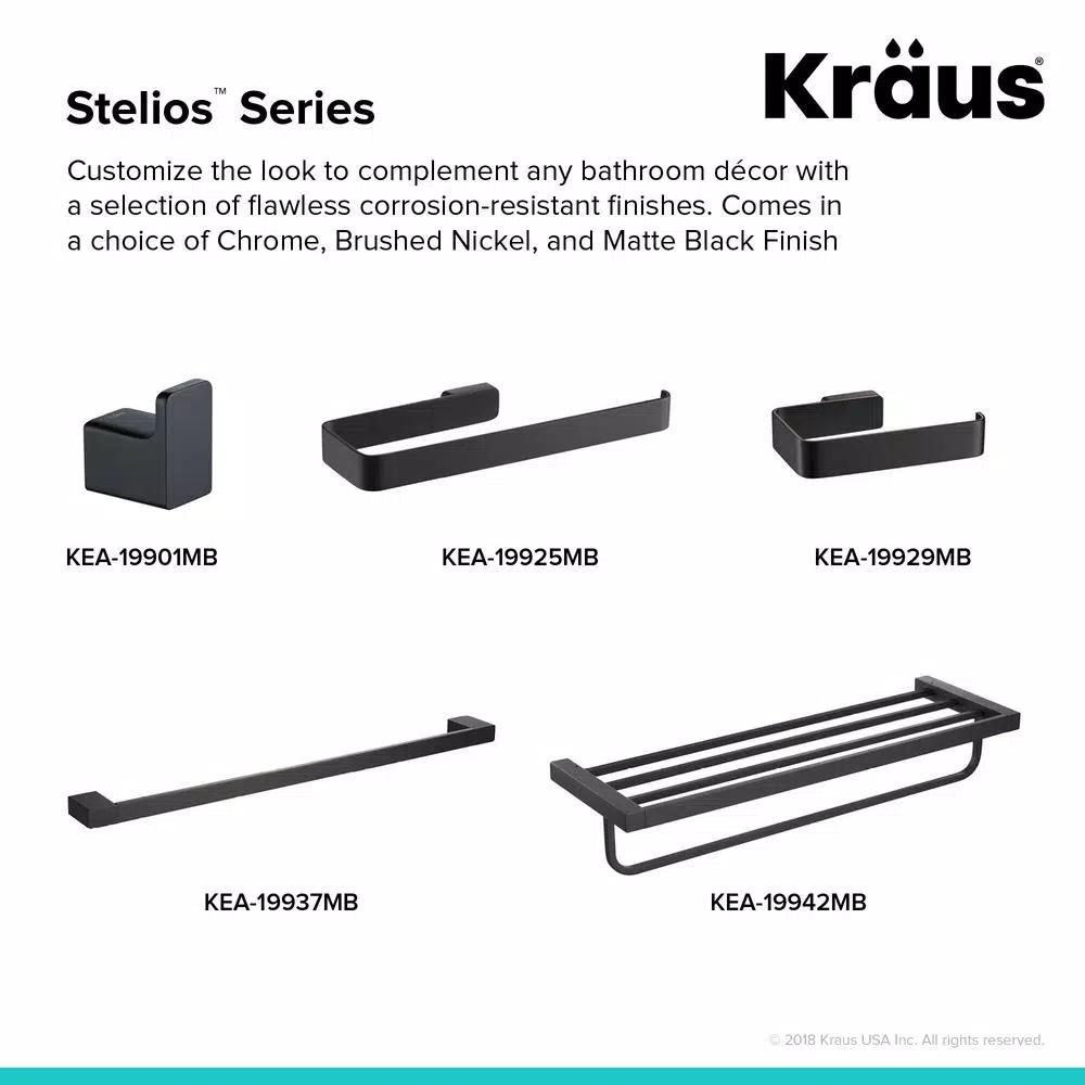 KRAUS Stelios Matte Black Solid Brass Hand Towel Ring