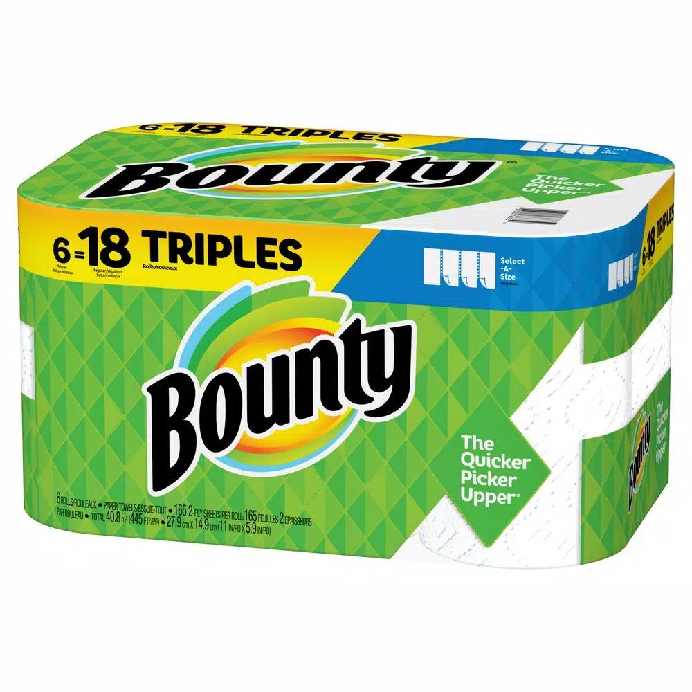 Bounty Select-A-Size White Paper Towels, 6 Triple Rolls
