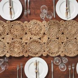 LR Resources Natural Jute Rectangle Indoor Table Runner, 16 in. x 80 in., Bohemian Farmhouse Style thumbnail 5