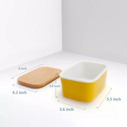 Sweese Large Porcelain Butter Dish with Beech Wood Lid, Yellow thumbnail 2