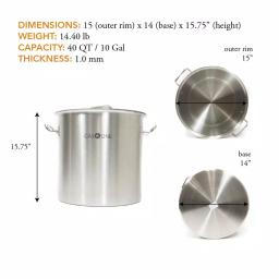 Gas One 40 Qt. Stainless Steel Stock Pot Set with Lid and Steamer Rack thumbnail 4