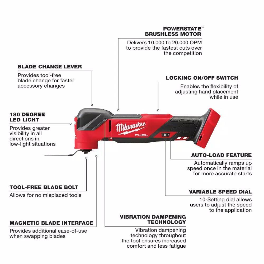 Milwaukee M18 FUEL 18V Brushless Oscillating Multi-Tool (Tool-Only)