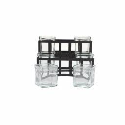 Mind Reader 6-Compartment 2-Tier Black Metal Condiment Server with 6 Removable 8 oz. Glass Jars thumbnail 3