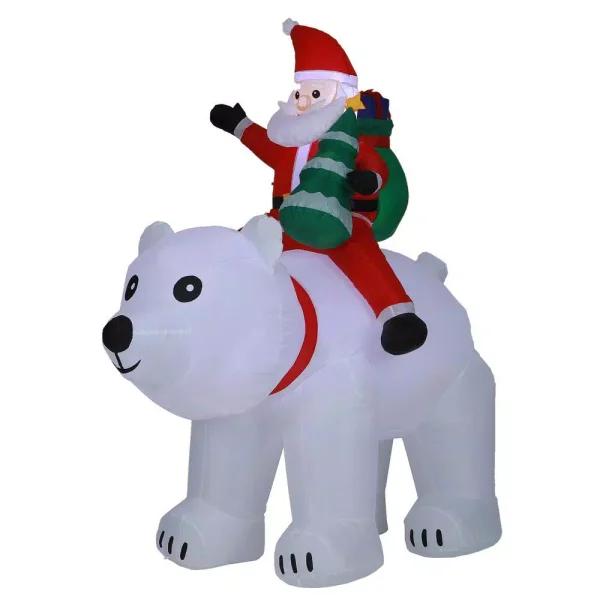 Luxen Home 6 ft. Santa and Polar Bear Inflatable Holiday Yard Decor with LED Lights