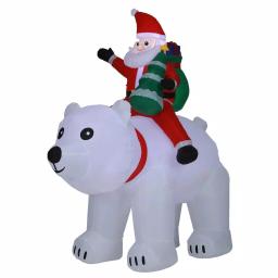 Luxen Home 6 ft. Santa and Polar Bear Inflatable Holiday Yard Decor with LED Lights thumbnail 1