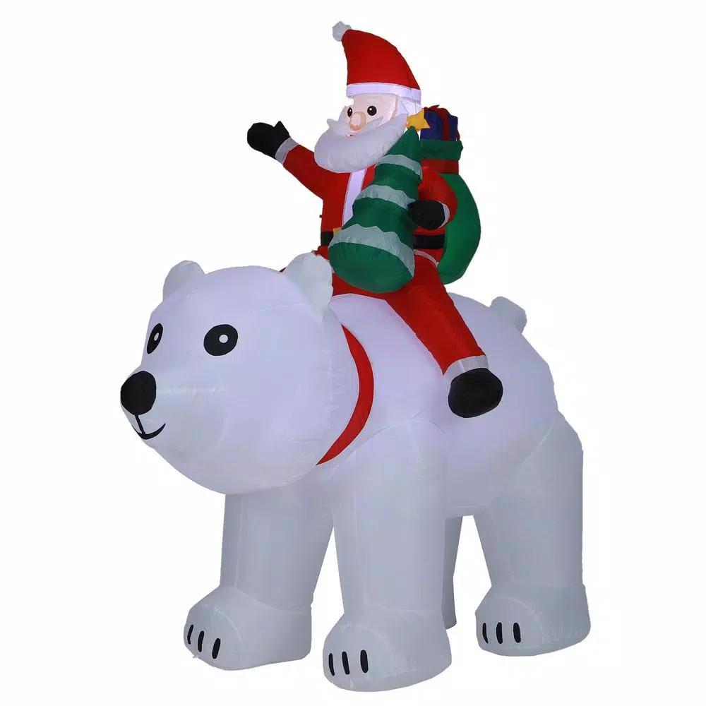 Luxen Home 6 ft. Santa and Polar Bear Inflatable Holiday Yard Decor with LED Lights