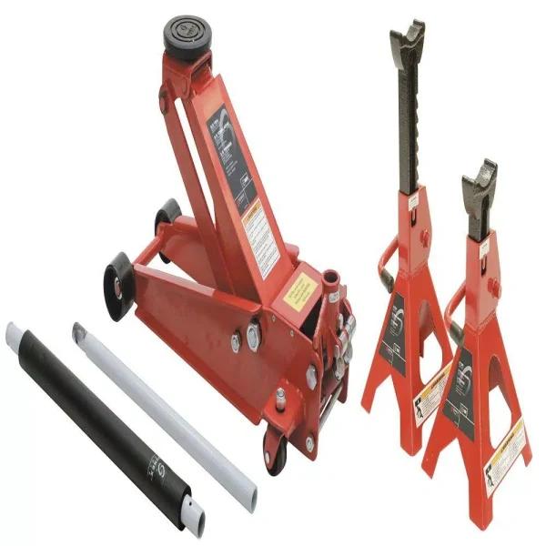 SUNEX TOOLS 3.5 Ton Service Jack with 6 Ton Jack Stands Set
