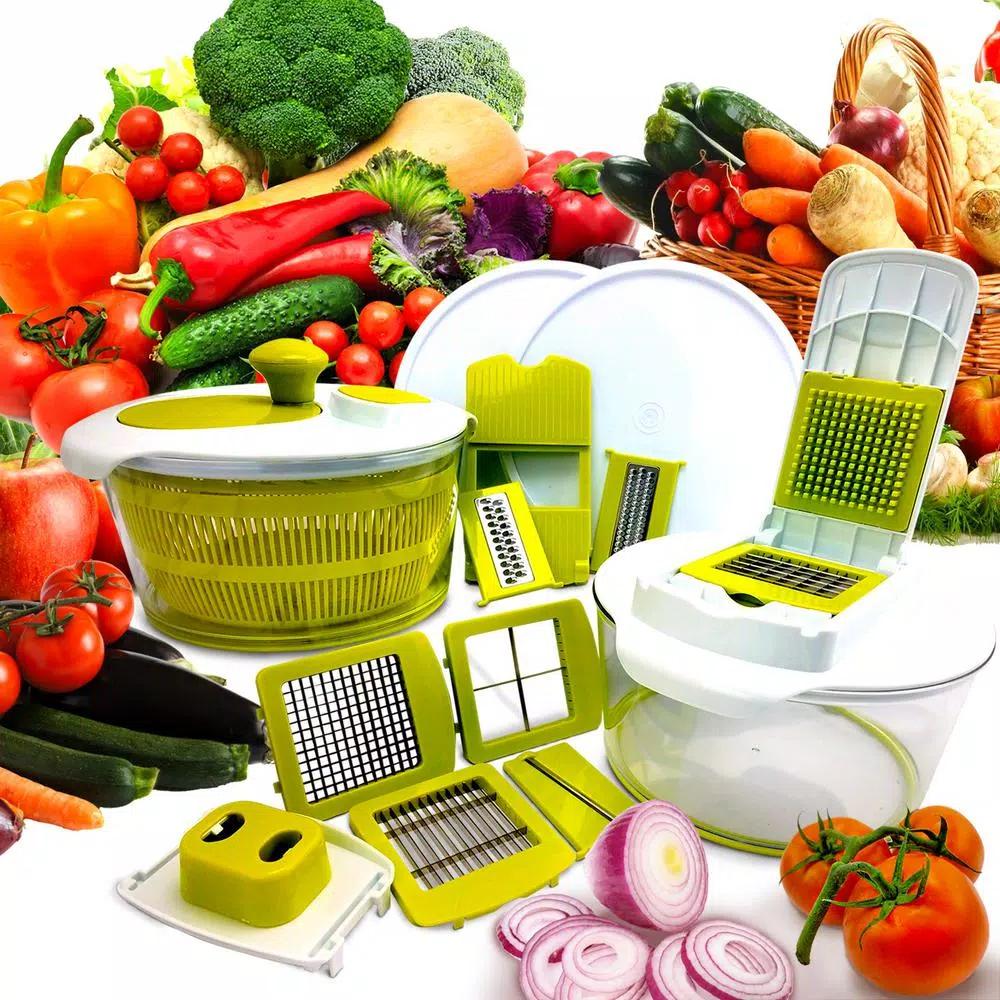 MegaChef 10-in-1 Multi-Use Salad Spinner, Slicer, Dicer and Chopper