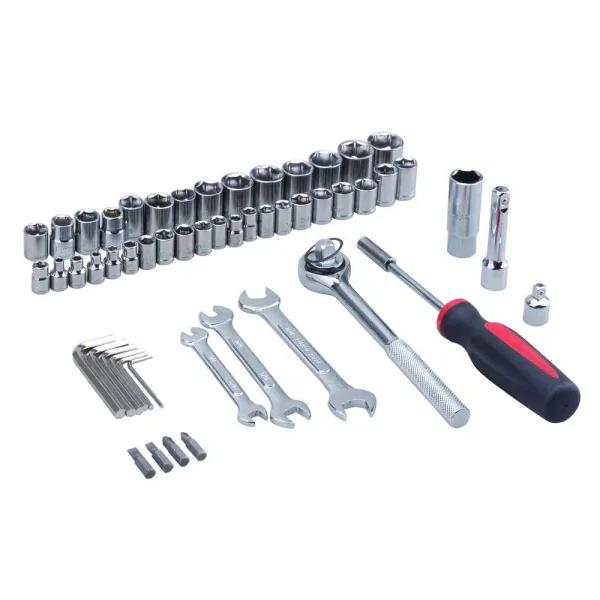 Steel Core 53-Piece Hand Tool Kit with Metric and SAE Sockets, Wrenches, and Durable Storage Bag