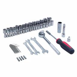 Steel Core 53-Piece Hand Tool Kit with Metric and SAE Sockets, Wrenches, and Durable Storage Bag thumbnail 1