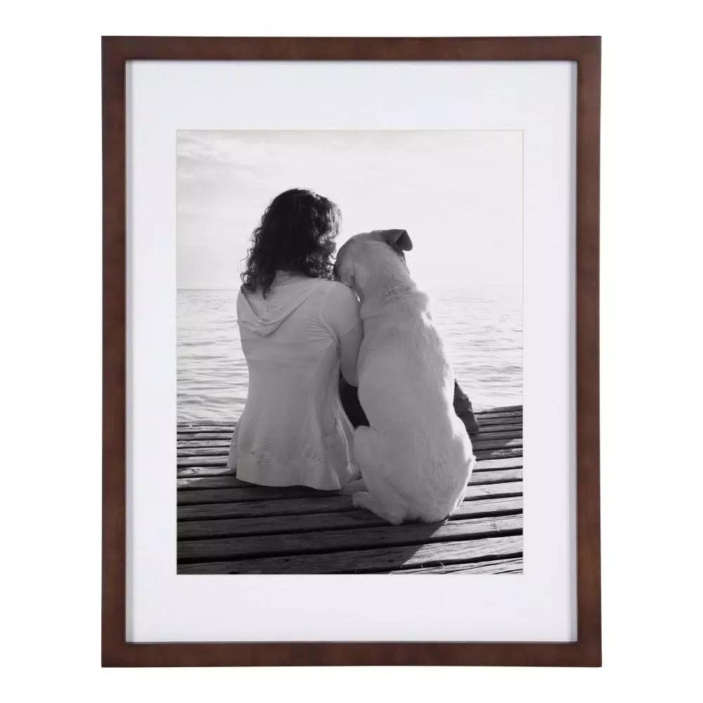 DesignOvation Design Ovation Gallery Wood Picture Frame Set, Walnut Brown, 14 x 18 in. (Set of 2)
