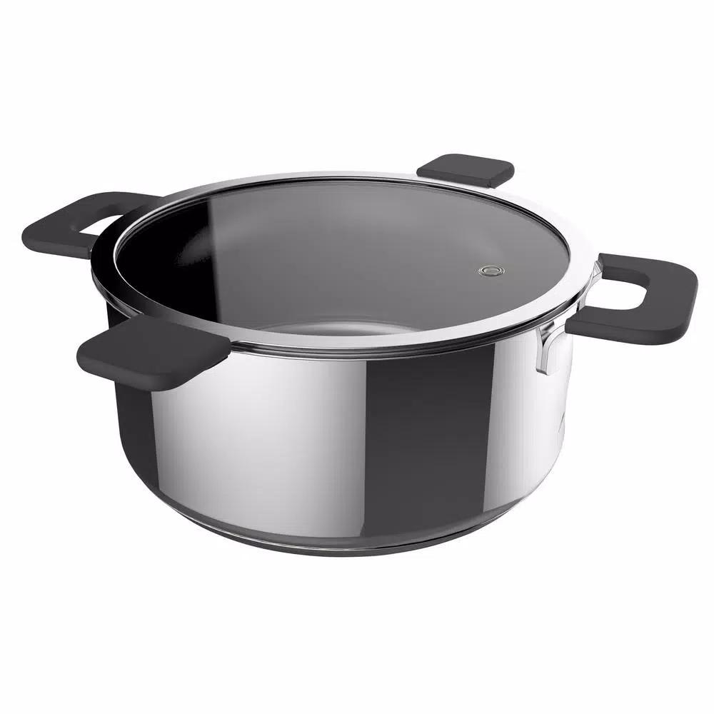 Ozeri 6-Piece Stainless Steel Induction Cookware Set with Patent-Pending Hands-Free Straining Glass Lids