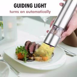iTouchless Brushed Stainless Steel Electronic Salt and Pepper Mill Set, 2-Pack thumbnail 3