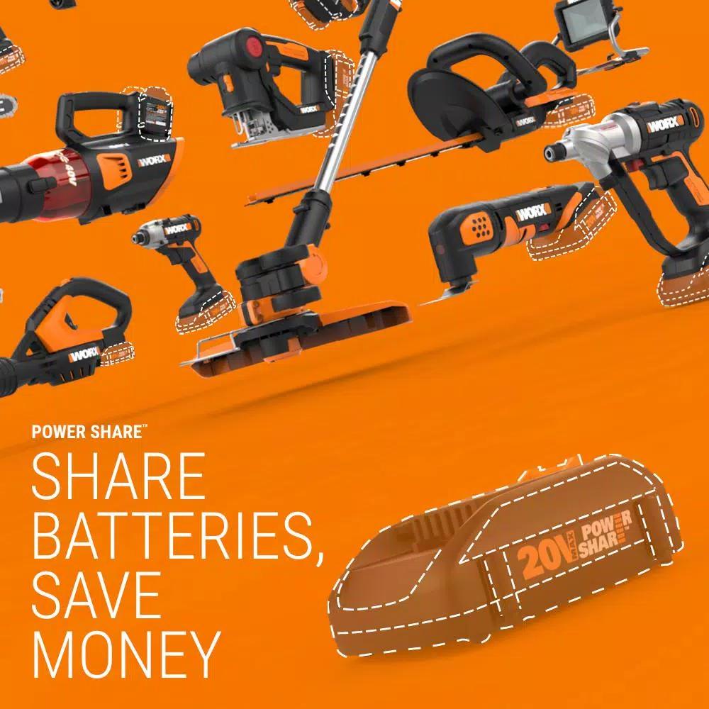 WORX 20V PowerShare 3/8 in. Cordless 2-Speed Drill Driver (Tool-Only)