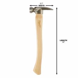 Milwaukee 19 oz. Smooth Face Hickory Wood Framing Hammer with Magnetic Nail Set thumbnail 3