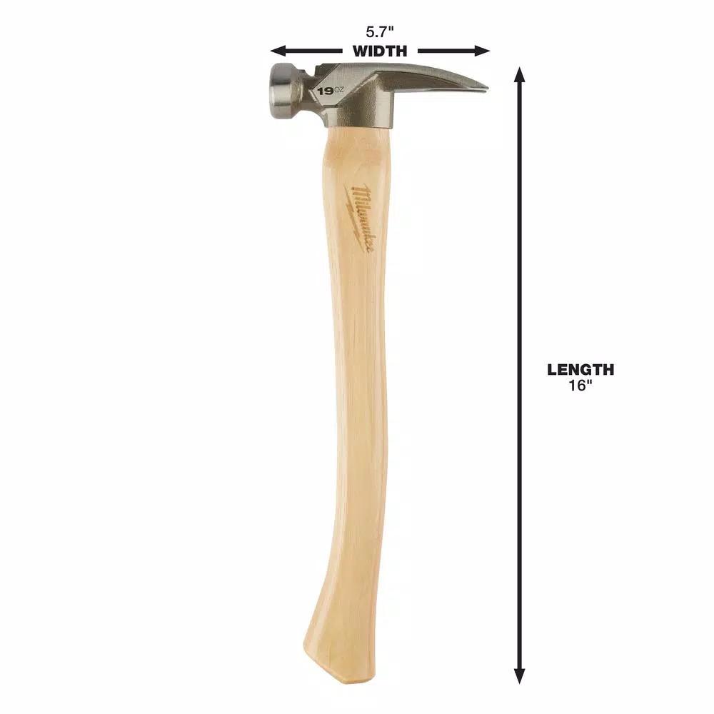 Milwaukee 19 oz. Smooth Face Hickory Wood Framing Hammer with Magnetic Nail Set