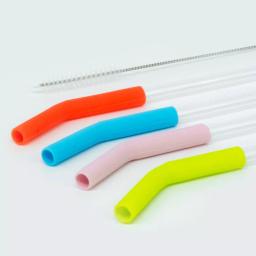 Cook Pro 10 Pc Reusable Borosilicate Glass Straw Set with Silicone Tips and Cleaning Brushes thumbnail 2