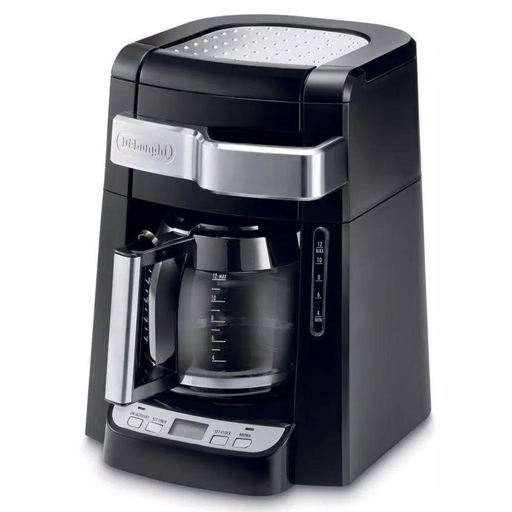 DeLonghi De'Longhi 12-Cup Drip Coffee Maker with Glass Carafe, Front Access Design, and Programmable Timer - Black
