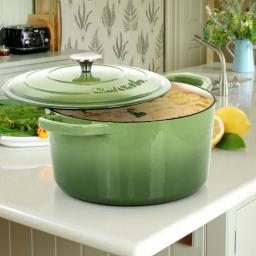 Crock-Pot Artisan 7 qt. Round Enameled Cast Iron Dutch Oven with Lid, Pistachio Green thumbnail 3