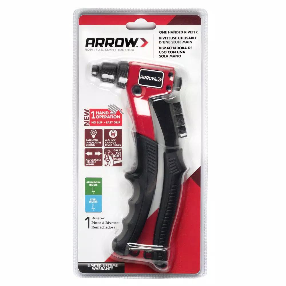 Arrow RT187M Patented One Hand Rivet Tool, Lightweight Steel Construction