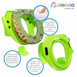 Babyloo Animal Design Children's Soft Cushion Toilet Seat with Handles - Green thumbnail 5
