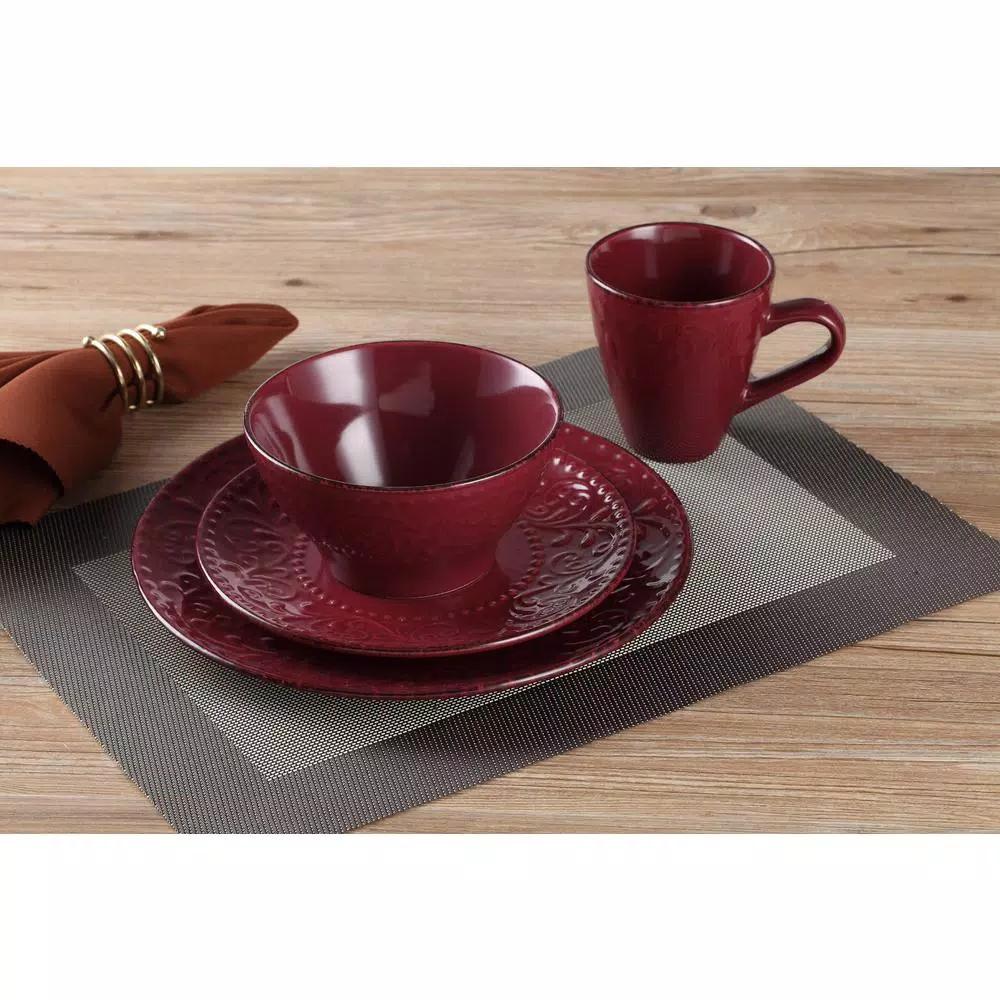 Lorren Home Trends Lorren Home 16-Piece Merlot Stoneware Dinnerware Set, Service for 4