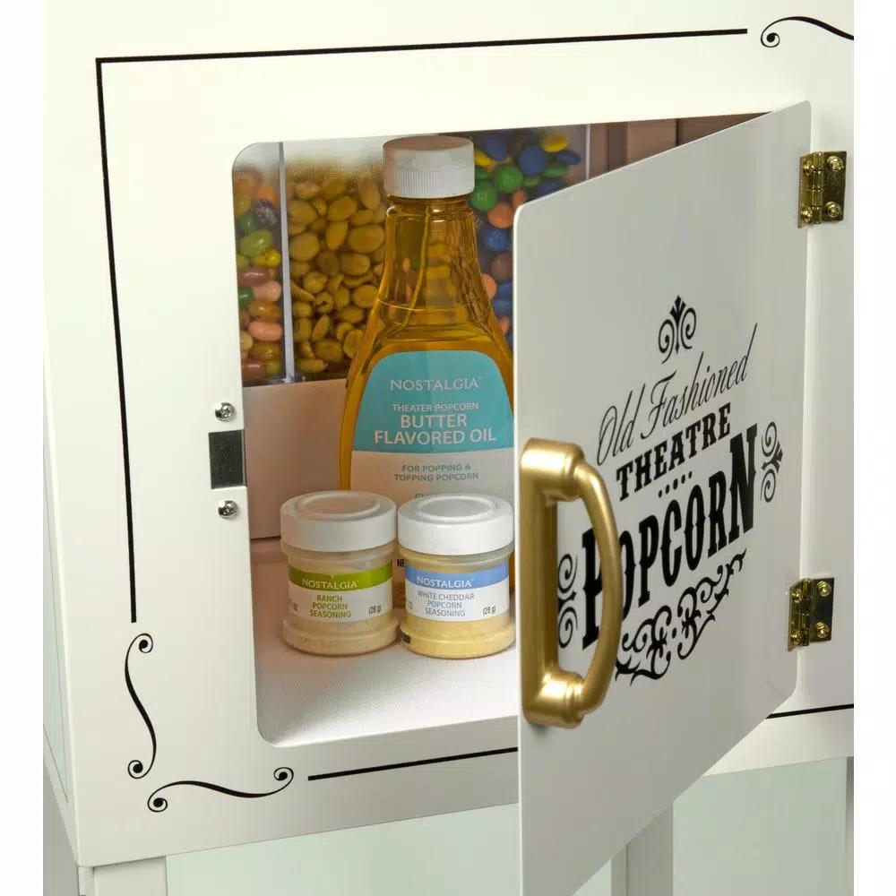 Nostalgia 600W 8 oz. Ivory Popcorn Machine with Cart and Candy Dispenser