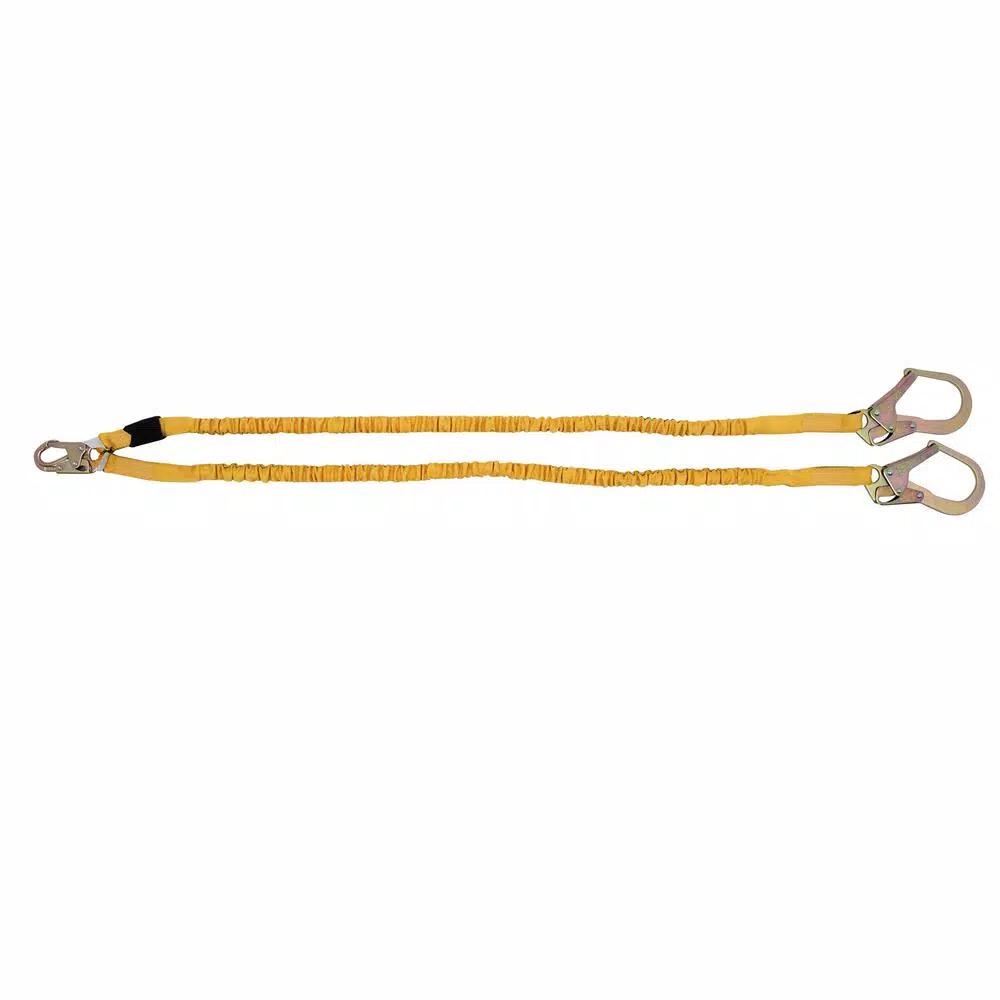 Werner SoftCoil 6 ft. Twin Leg Lanyard with Energy Absorbing Inner Core and Rebar Hooks