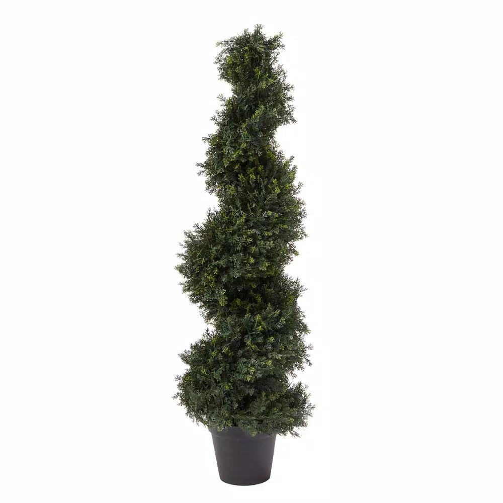 Pure Garden 48 in. Artificial Cypress Spiral Topiary Tree with Pot