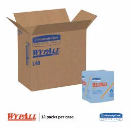 WYPAll L40 Blue Disposable Wipers, 12.5 x 12.25 in, 56/Box, 12 Boxes Per Carton thumbnail 2