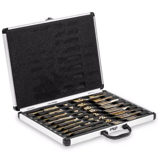 XtremepowerUS 17-Piece HSS Cobalt Silver and Deming Twist Drill Bit Set with Aluminum Storage Case