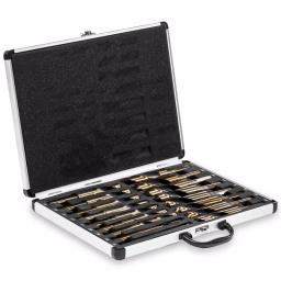 XtremepowerUS 17-Piece HSS Cobalt Silver and Deming Twist Drill Bit Set with Aluminum Storage Case thumbnail 1