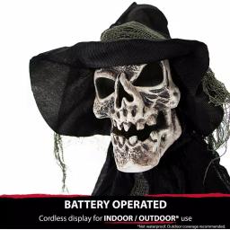 Haunted Hill Farm 6 ft. Animated Skeleton Witch Halloween Prop with Multi-Color Light Effects thumbnail 9