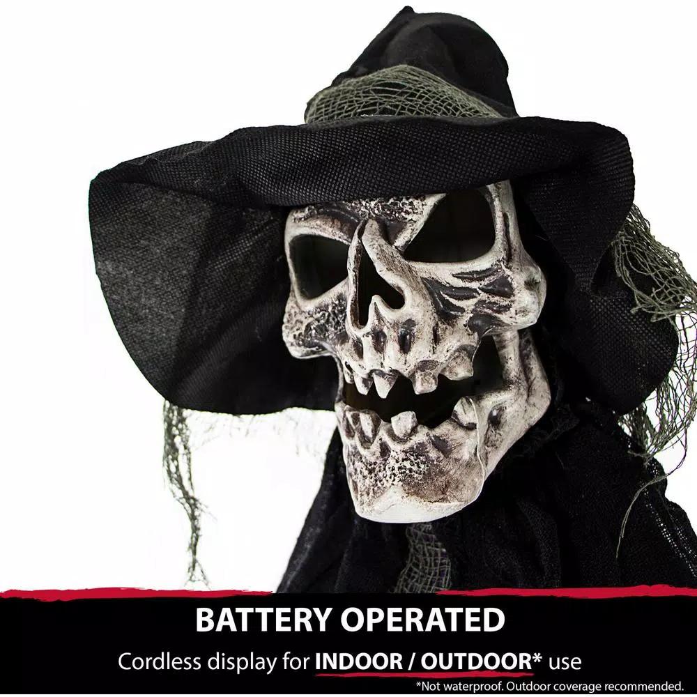 Haunted Hill Farm 6 ft. Animated Skeleton Witch Halloween Prop with Multi-Color Light Effects
