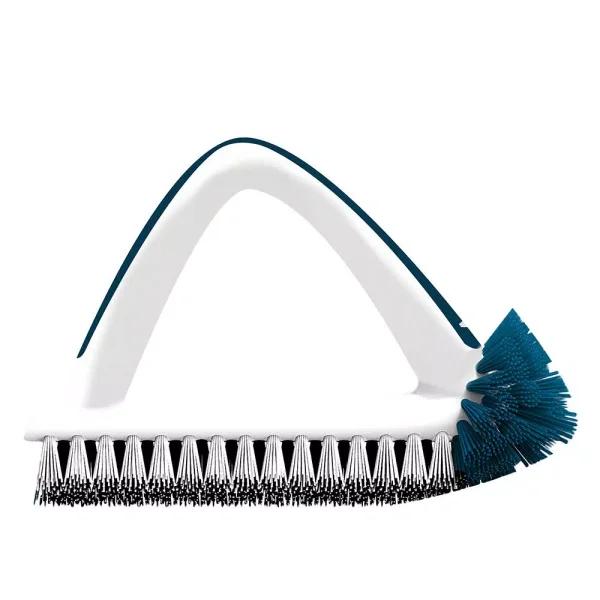 Unger 2-in-1 Bath and Tile Brush with Integrated Scraper for Grout and Soap Scum Cleaning