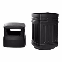 Alpine Industries 16 Gal. Black Open Dome Top Commercial Trash Can, Indoor/Outdoor thumbnail 5